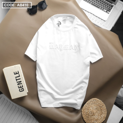 Áo Thun Nam Cổ Tròn Cotton Thêu Chữ Nổi Cao Cấp - AB410