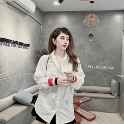 Sơ mi nữ màu trắng tay bo - SG420