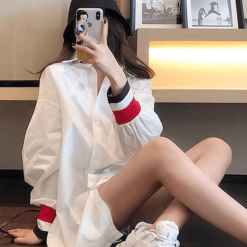 Sơ mi nữ màu trắng tay bo - SG420