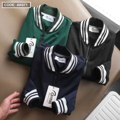 Áo Khoác Nam Thun Xi Bomber Rayman Phối Bo Sọc - AK071