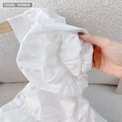 Đầm midi hoa trắng tay phồng - VD5620