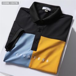 Áo Thun Nam Cổ Bẻ Thêu Chữ Phối Màu (Có Size 3XL) - CS176