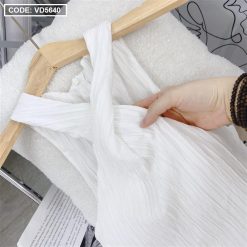 Đầm maxi trắng cổ yếm chéo - VD5640