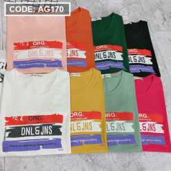 Áo thun thái nữ cổ tròn in vệt màu form suông - AG170