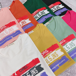 Áo thun thái nữ cổ tròn in vệt màu form suông - AG170