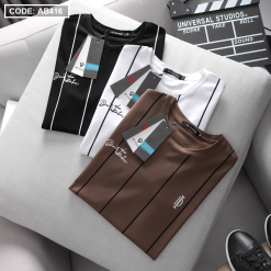 Áo Thun Nam Cotton Tay Ngắn Cổ Tròn In Sọc - AB416