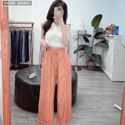 Quần nữ ống rộng vải tơ tầm siêu đẹp