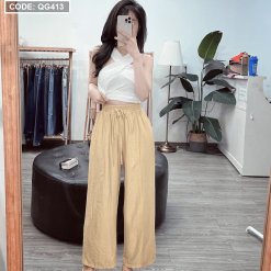 Quần nữ ống rộng vải tơ tầm siêu đẹp