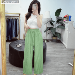 Quần nữ ống rộng vải tơ tầm siêu đẹp