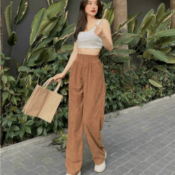 Quần Nữ ống suông vải nhung tăm