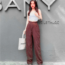 Quần Nữ ống suông vải nhung tăm