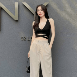 Quần Nữ ống suông vải nhung tăm - QG416