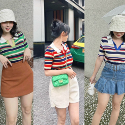 Áo Len sọc cổ bẻ QC - AG211