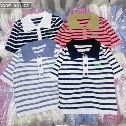 Áo len sọc nữ cổ bẻ QC - AG1123