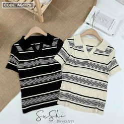 Áo len nữ sọc cổ bẻ siêu hot - AG1125