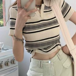 Áo len nữ sọc cổ bẻ siêu hot - AG1125