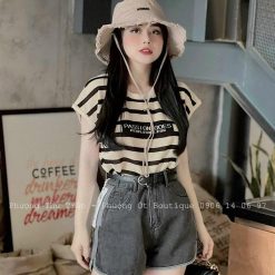 Áo len sọc nữ cụt tay - AG1128