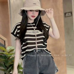 Áo len sọc nữ cụt tay - AG1128