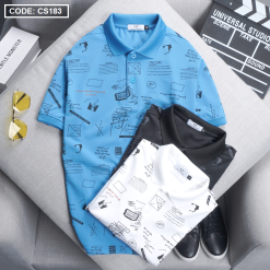 Áo Thun Nam Cổ Bẻ In Hình Họa Tiết (Có Size 3XL) - CS183