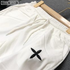 Quần jogger nữ vải đũi xước thêu logo nhiều size - QG421
