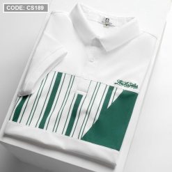 Áo Thun Nam Có Cổ Phối Họa Tiết Sọc Ngang Cá Sấu Poly (Có Size 3XL) - CS189