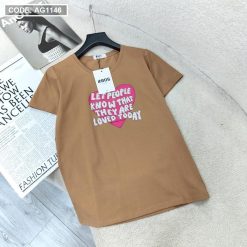 Áo thun thái nữ cổ tròn in hình trái tim form rộng giấu quần - AG1146