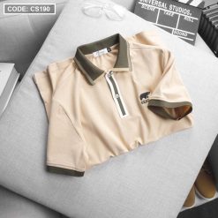 Áo Thun Nam Có Cổ Cá Sấu Viền Sọc Thêu Logo Bear (Có Size 3XL) - CS190