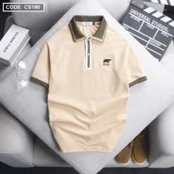 Áo Thun Nam Có Cổ Cá Sấu Viền Sọc Thêu Logo Bear (Có Size 3XL) - CS190