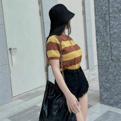 Áo len nữ sọc màu cổ bẻ - AG1148