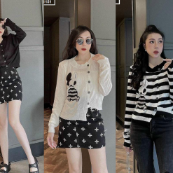 Áo len sọc tay dài thêu hình thỏ - AG1151