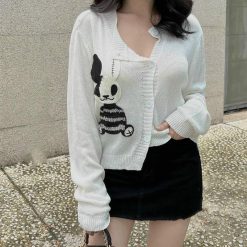 Áo len sọc tay dài thêu hình thỏ - AG1151