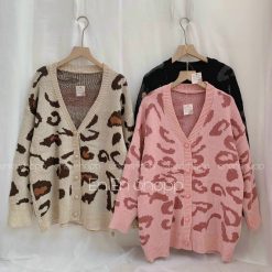 Áo khoác len nữ nhiều màu họa tiết báo - KG289