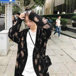 Áo khoác len nữ nhiều màu họa tiết báo - KG289