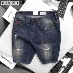 Quần Short Jeans Nam Cao Cấp Slim Fit Thêu Logo - QB404