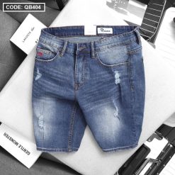 Quần Short Jeans Nam Cao Cấp Slim Fit Thêu Logo - QB404