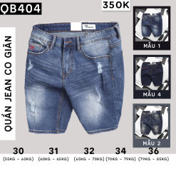 Quần Short Jeans Nam Cao Cấp Slim Fit Thêu Logo - QB404