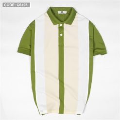 Áo thun nam cá sấu poly sọc đứng cổ điển (có size 3x) - CS193