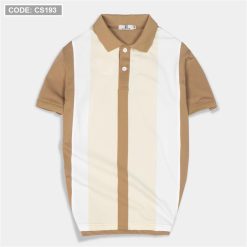 Áo thun nam cá sấu poly sọc đứng cổ điển (có size 3x) - CS193