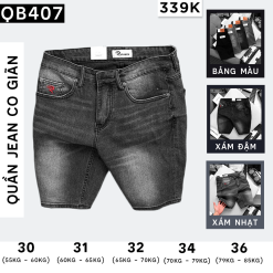 Quần Short Jeans Nam Rurumen Cao Cấp Hàng VNXK Phối Logo (có size 36) - QB407