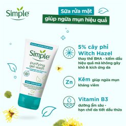 Sữa rửa mặt Simple cho da mụn nhạy cảm 150ml giúp kiềm dầu ngừa mụn - 8710447474419