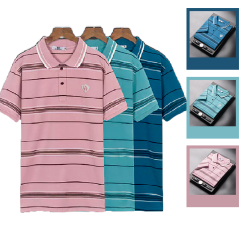 Áo thun sọc nam thêu logo PH thun cotton - AS049