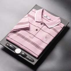 Áo thun sọc nam thêu logo PH thun cotton - AS049