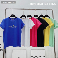 Áo thun thái nữ cổ tròn in chữ postive form suông vừa - AG1156