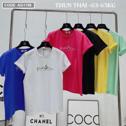Áo thun thái nữ cổ tròn in chữ postive form suông vừa - AG1156