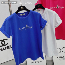 Áo thun thái nữ cổ tròn in chữ postive form suông vừa - AG1156