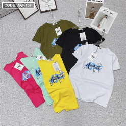 Áo thun thái nữ cổ tròn in chữ màu form áo suông vừa - AG1157