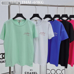 Áo thun thái nữ cổ tròn in chữ kiểu form rộng giấu quần - AG1158