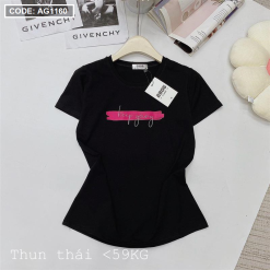 Áo thun thái nữ cổ tròn form giấu quần in chữ keep going - AG1160