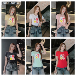 Áo thun thái nữ cổ tròn in chữ LOVE - AG1161