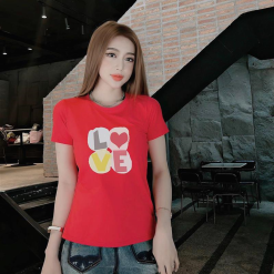 Áo thun thái nữ cổ tròn in chữ LOVE - AG1161